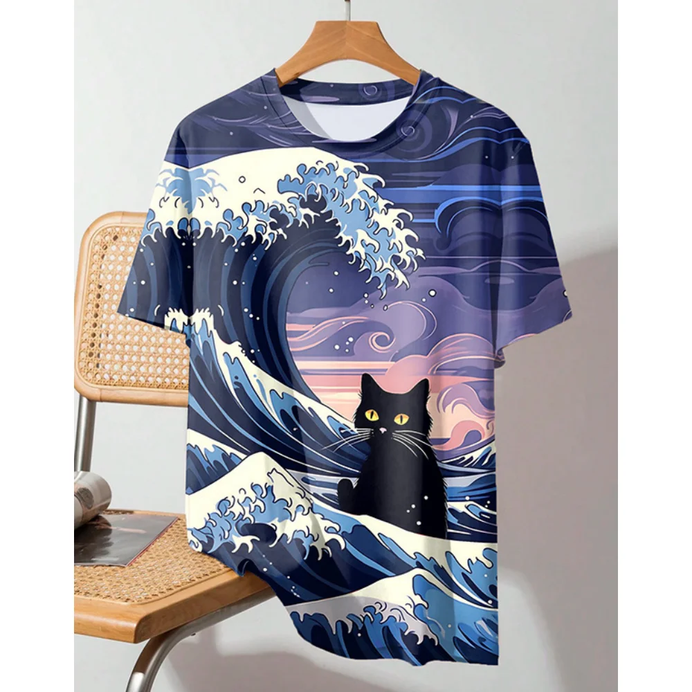 

Cat Men's T-Shirt Summer Fashion Anime Short Sleeve 3d Printed Cartoon Men's Clothing T Shirt For Men Vintage Daily Casual Tops