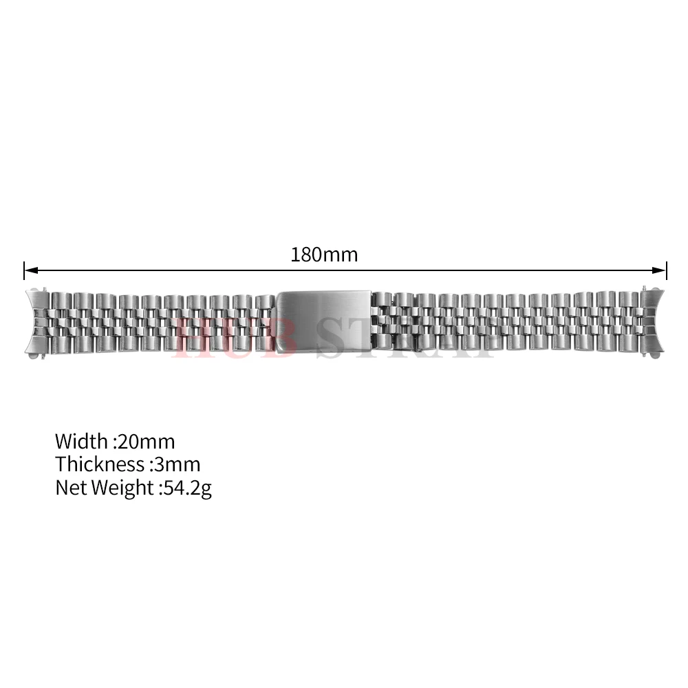 Elegant Solid Stainless Steel Watch Band - Sport & Business Bracelet with Curve End