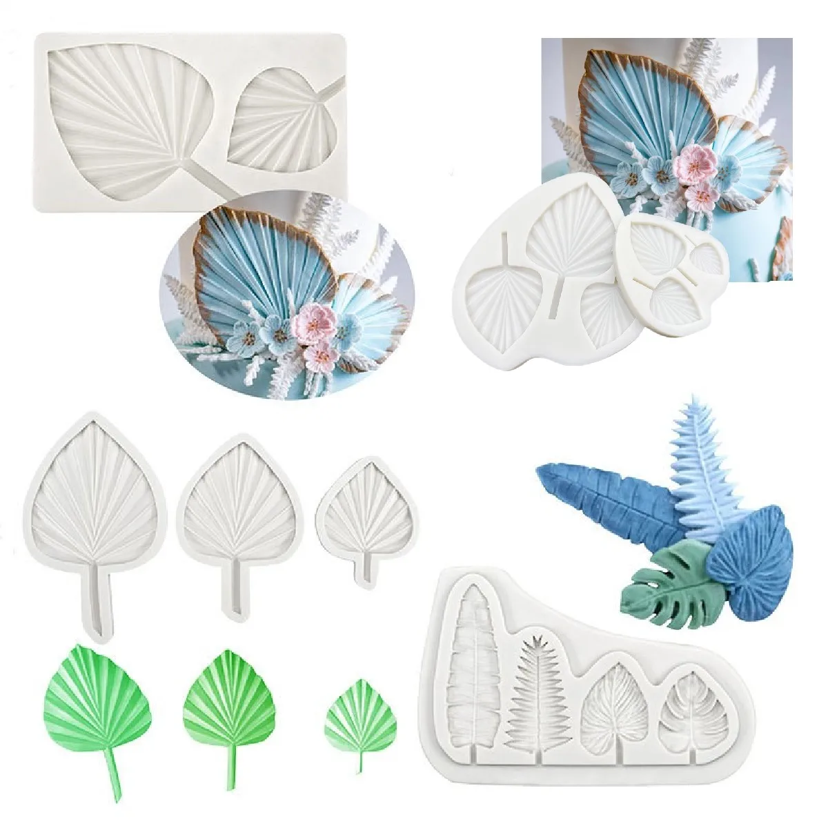 3D Mini Cattail Palm Fan Leafs Silicone Mold DIY Fondant Chocolate Cake