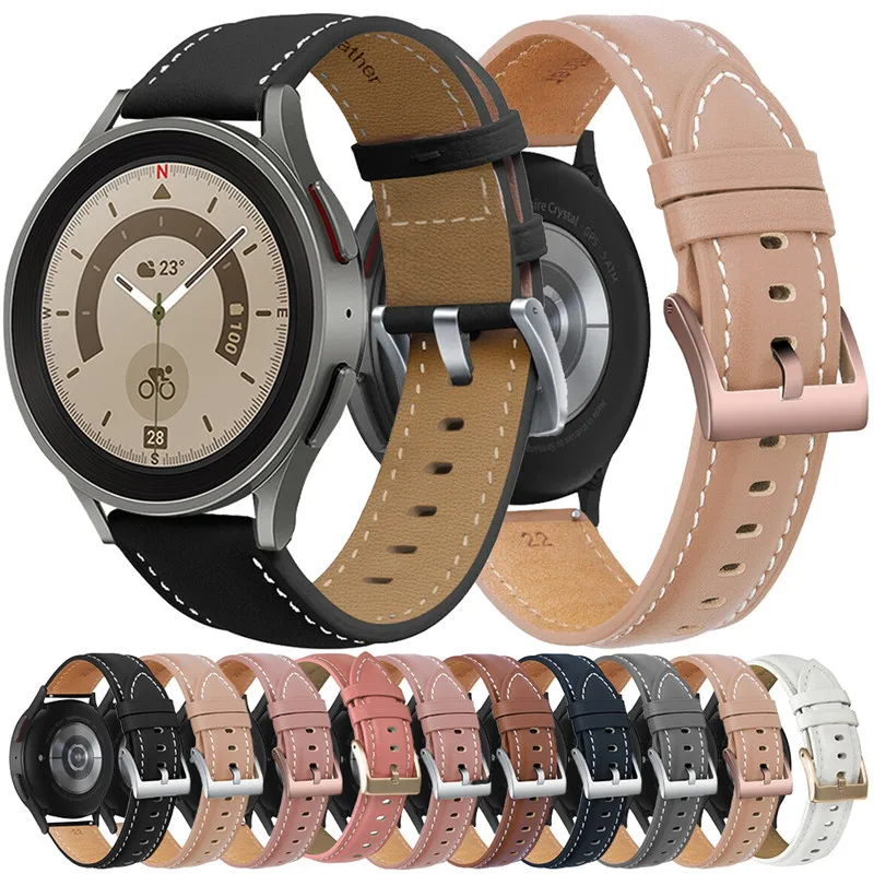 

Ремешок кожаный для Samsung Galaxy Watch 5Pro 45 мм, модный сменный смарт-браслет для наручных часов 4 40, Watch 4 Classic, 20 мм 22 мм