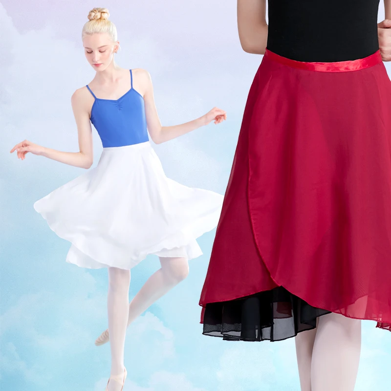 Balle-falda de baile para mujer, tutú de Ballet, traje de gasa, vestido largo Retro de cintura alta para bailar, Ropa de - AliExpress