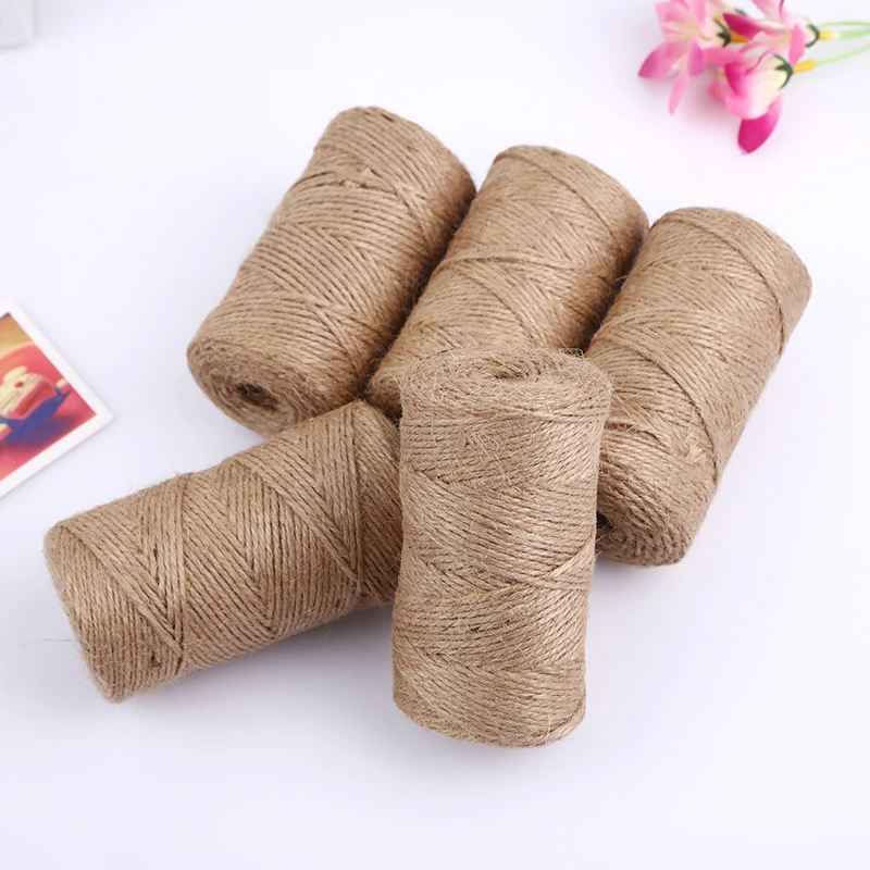 Jute Rope 100M 1mm 2mm 3mm Natural Burlap Hessian Jute Twine Cord Hemp Rope String Gift Packing Christmas Event Party Supplies
