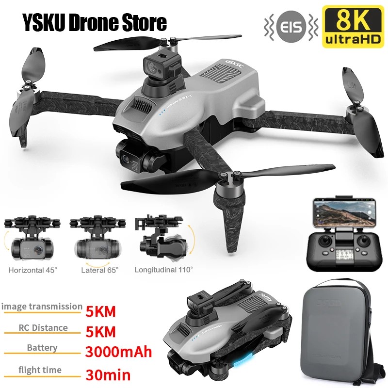 2022 F13 드론, FPV 쿼드콥터, 브러시리스 모터, RC 헬리콥터 장난감, 4K 전문 GPS, 3km, 3 축 EIS 흔들림 방지 짐벌 드론