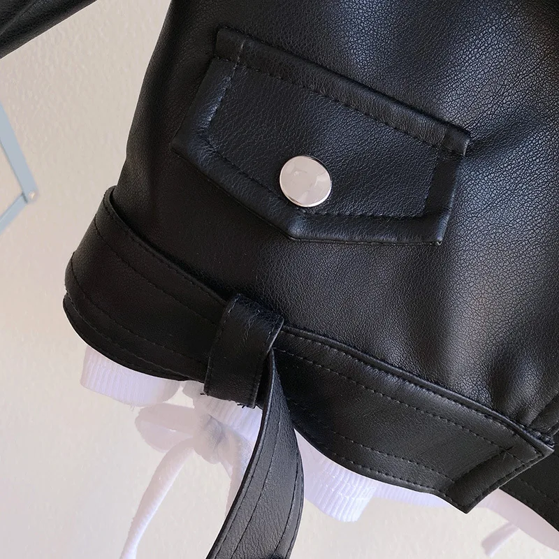 Girls Leather Jacket - Kids Casual Outerwear With Zipper Closure | Fashion Short Lapel Coat