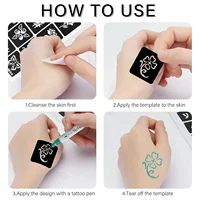 20/10/5/3 Feuilles de pochoirs de tatouage mixtes aléatoires, motifs petits (cœur, crâne) pour le body painting, kit de pochoirs à usage unique avec paillettes 4