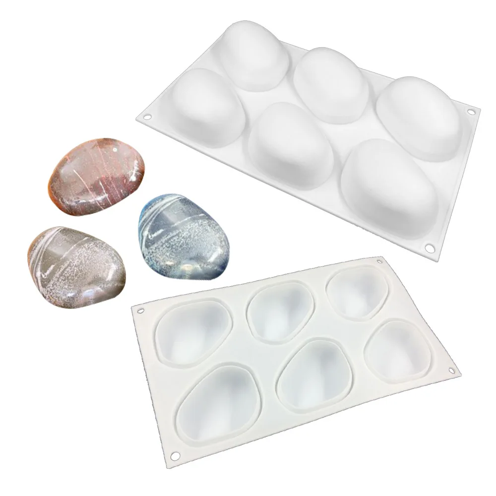 Silicone Mold Multicavity Pebble Stone Shape Soap Candle Resin Plaster DIY Tool