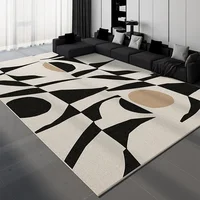 Black White Luxury Living Room Carpet Geometric Line Decorative Carpets Non-Slip Bedroom Rug Light Luxury Art Room Rugs Alfombra 2