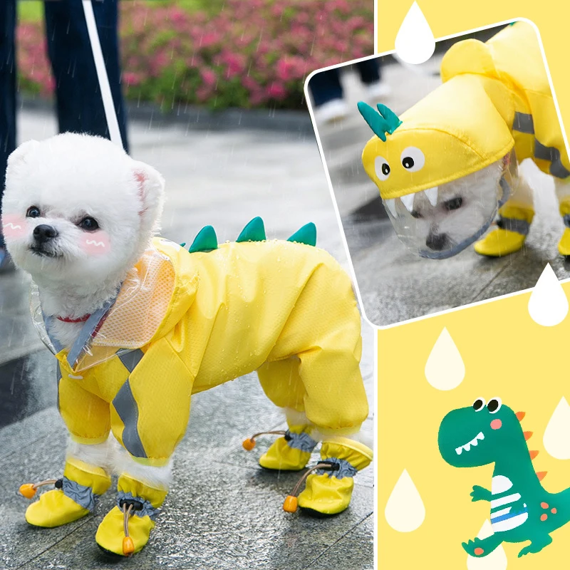 PetDogRaincoatTheDogFacePetClothesJumpsuitWaterproofDog