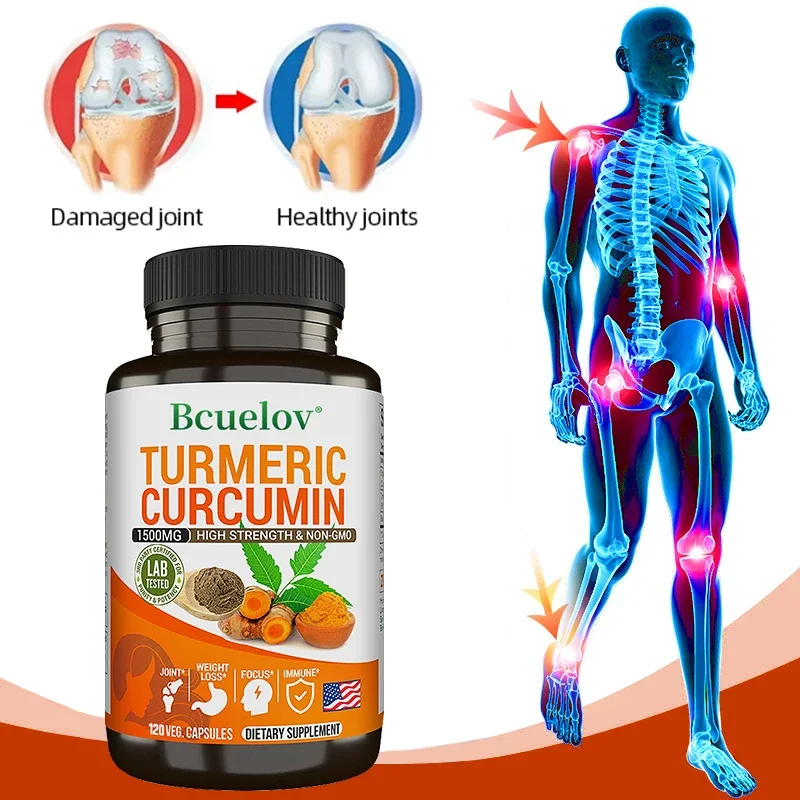 Turmeric Vegetarian Capsules-1500mg-Fast Absorption Black Pepper, Joints Heart Immune, Musculoskeletal