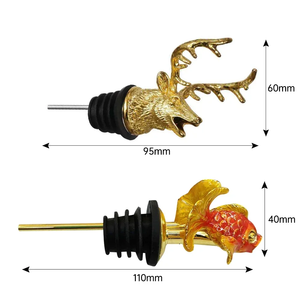 Wine Pourer Alloy Deer Elk Wine Stopper Liquor Pourers Wine Bottle Stoppers Wine Pourers Wine Accessories Liquor Dispenser Cocktails Beer Whiskey Dispenser Bar Accessories