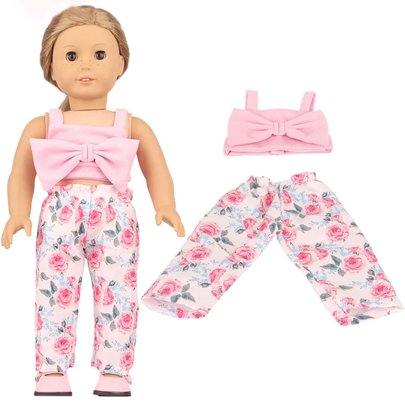 17 ~ 18 Zoll amerikanische Mädchen Puppenkleidung Accessoires Kleidung + Hosen Set Mädchen Puppe Dress Up Festival Geschenke – Detail 2