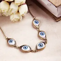 Colliers Vintage Punk mauvais œil, 5 pièces, globe oculaire bleu, connexion exagérée, plusieurs denses, mauvais yeux 2