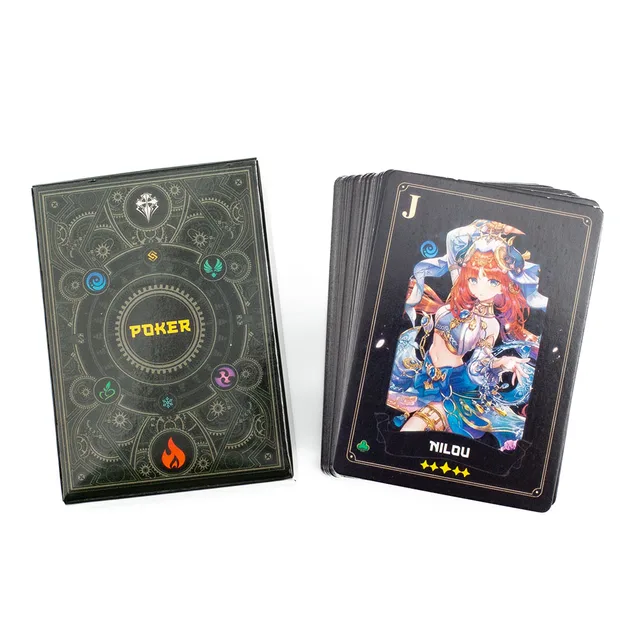 56PCS Genshin Impact Playing Cards  board games Thunder General Bronzing Card Set Two dimensional Game Poker 9.3*6.5cm 4