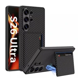 Luxury Leather Flip Wallet Card Holder for Phone Case - All - Inclusive Hard Back Cover (Carbon Fiber)
