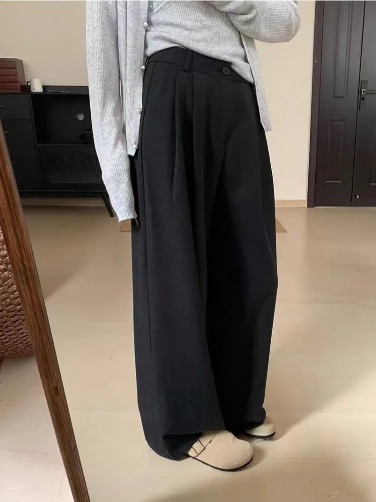 HOUZHOU Korean Fashion Youthful Woman Suit Pants Baggy Japanese Harajuku Female Trousers High Shot Vintage Office Ladies Slacks