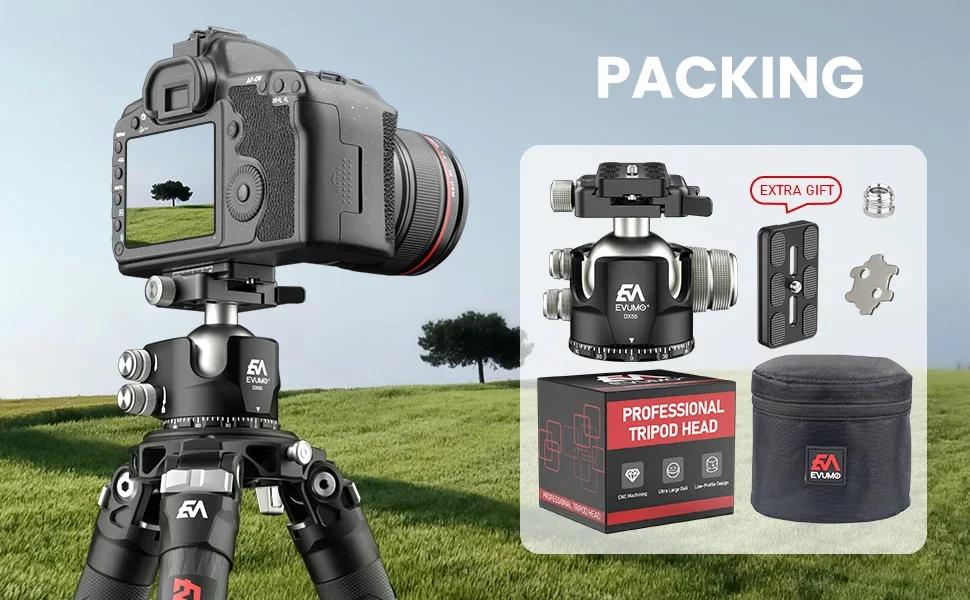 DX55-P Professional Tripod Ball Head Aluminum Panoramic 55mm Ball for Tripod Mon