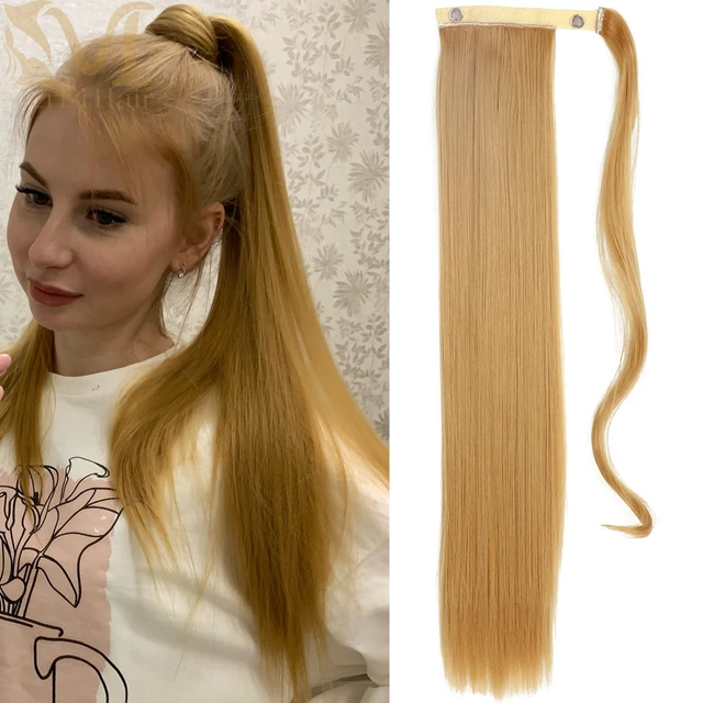 MERISIHAIR Synthetic Long Straight Wrap Around Clip In Ponytail Hair Extension Heat Reistan Pony Tail Fake Hair 66-27