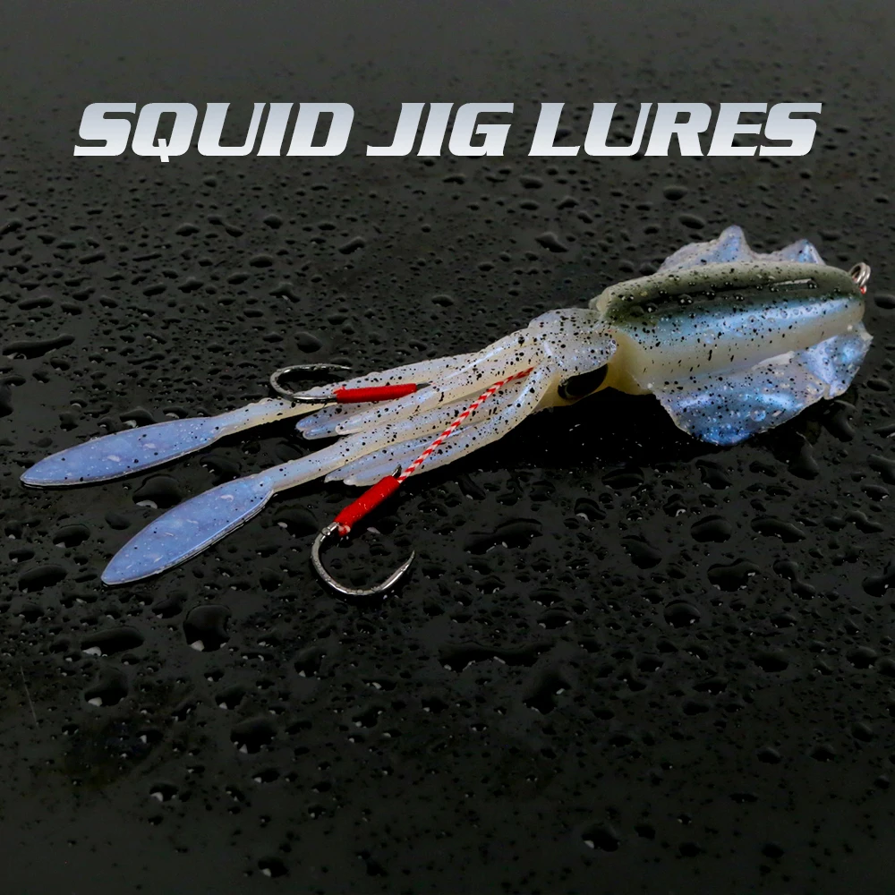 ORJD Trolling Lure Soft Squid Lure 7g 15g 20g 60g Luminous UV Squid Jig For Sea Fishing Boat Fishing Wobbler Bait For Snapper