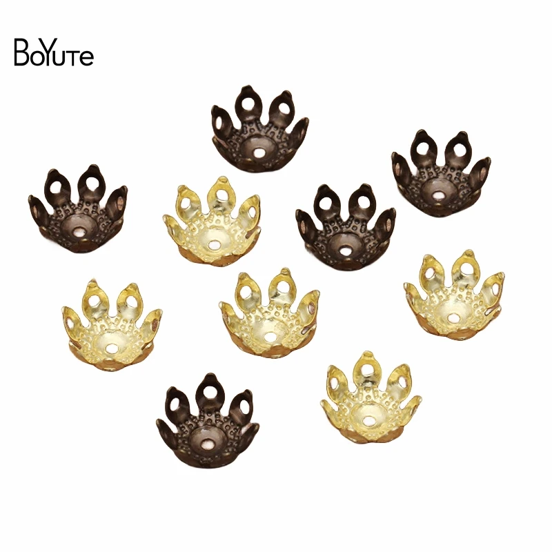

BoYuTe Wholesale (200 Pieces/Lot) Metal Brass Stamping 10MM Filigree Flower Bead Caps Diy Handmade Jewelry Accessories