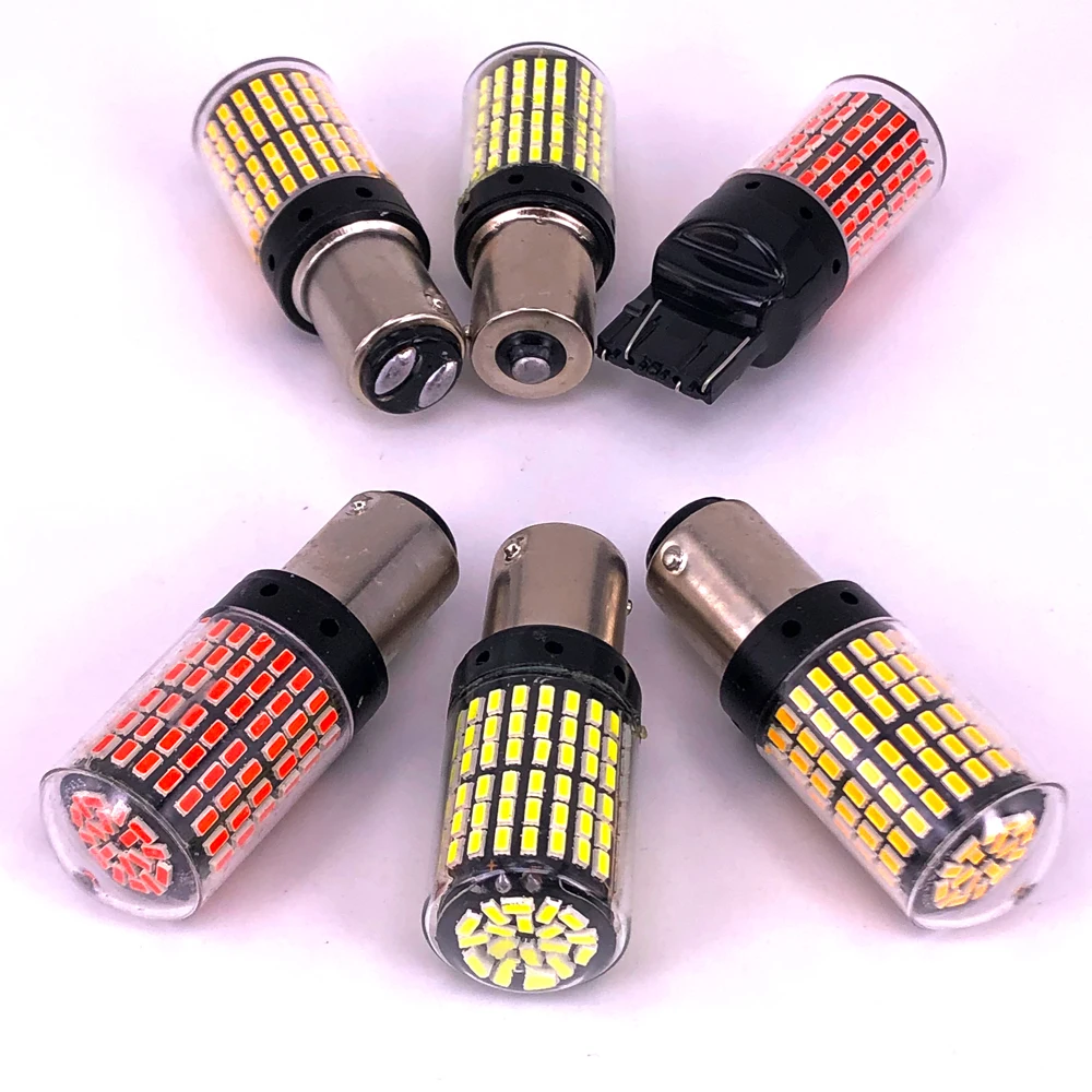 10PCS CanBus S25 1156 BA15S P21w BAU15S PY21w T20 7440 W21W LED  3014 144smd   ڵ ȸ ȣ 극ũ 