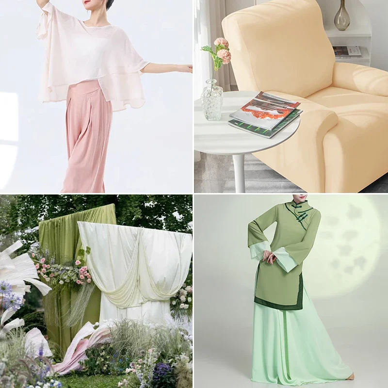 Milk Silk Fabric 0.5m/1m/2m Four Sided Stretch Knitted Milk Silk Fabric for Sewing