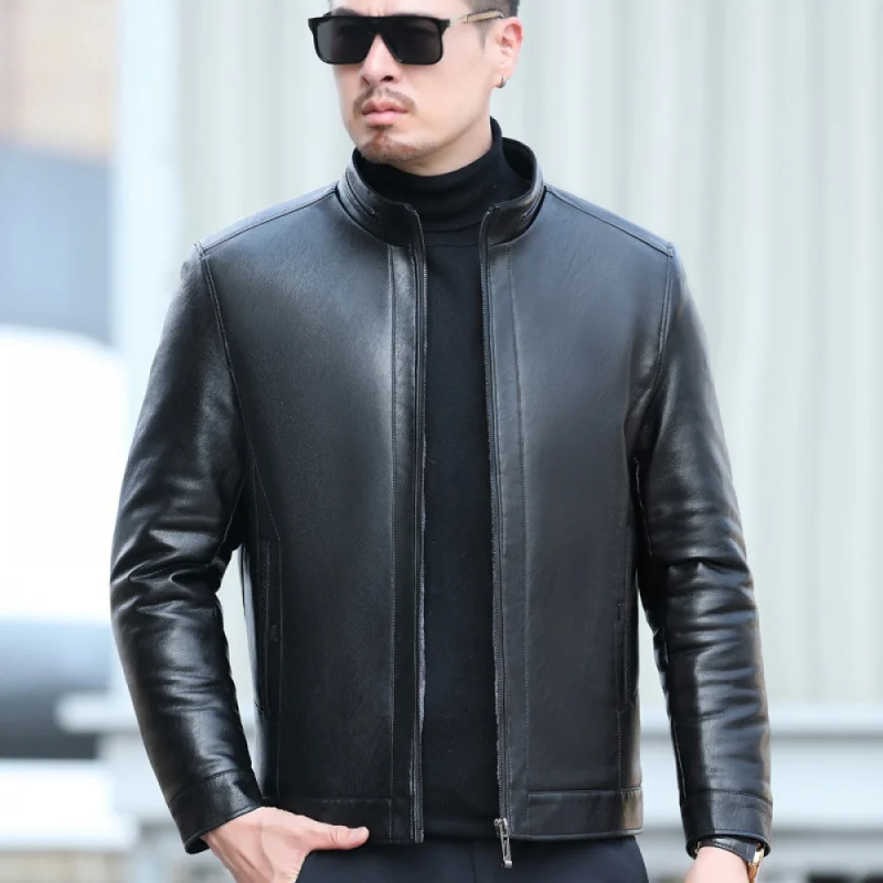 

23 New modelsNew styleWinter Middle-Aged Men's Dad Wear Fleece-lined Thick Casual Loose All-Match Fur Leather Men's Clothingtren