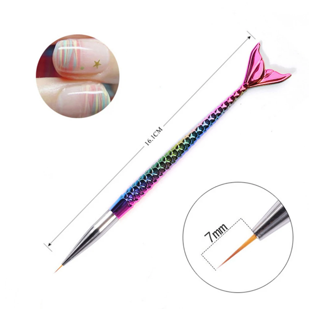 3 Pcs/Set Nail Art Liner Brushes Pen Mermaid Gradient DIY Wire Drawing Painting Pen Professional UV Gel Carving Manicure Tool 3