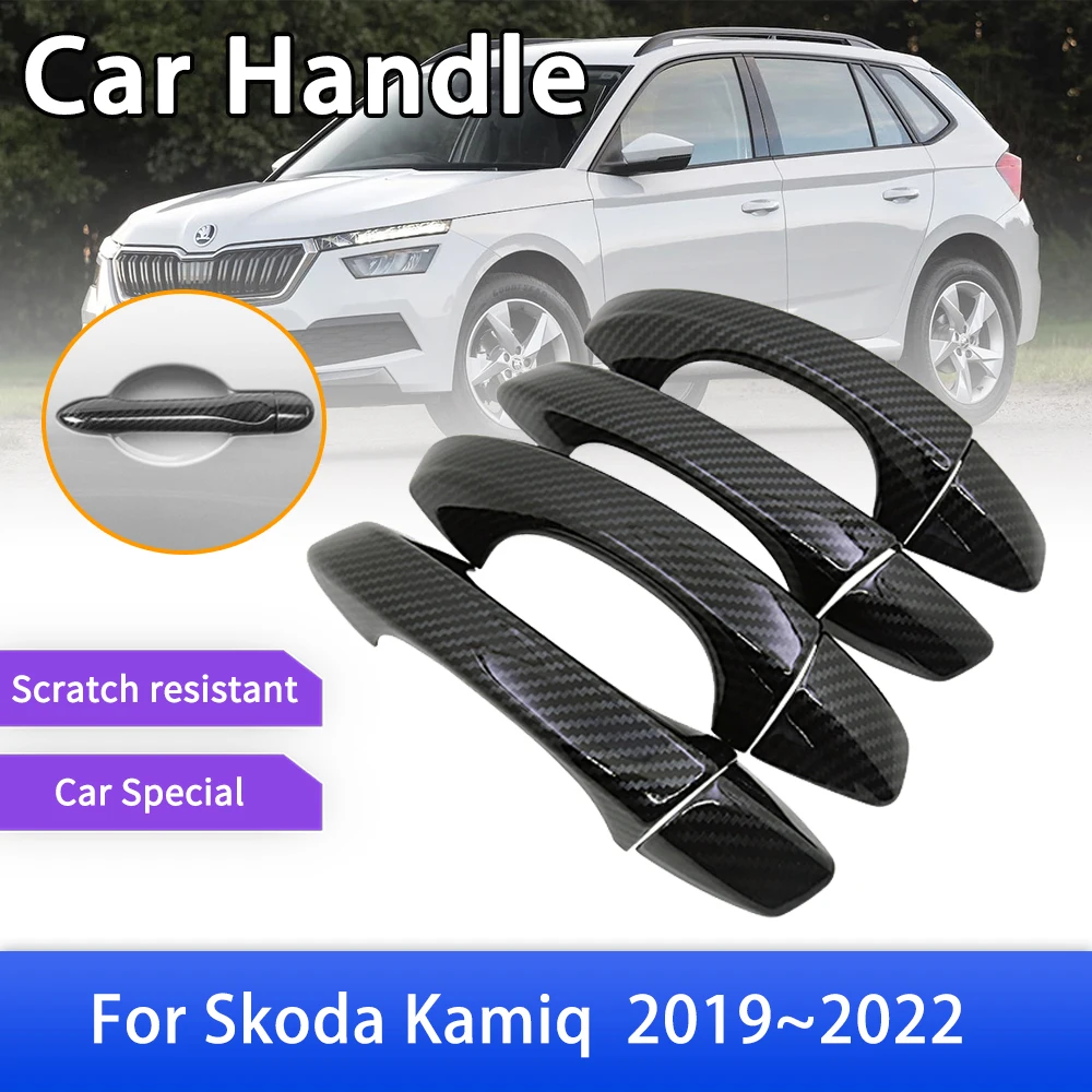 

Накладка на дверную ручку из углеродного волокна, подходит для Skoda Kamiq NW4 2019 2020 2021 2022, Защитная пленка для автомобиля, аксессуары, Стикеры