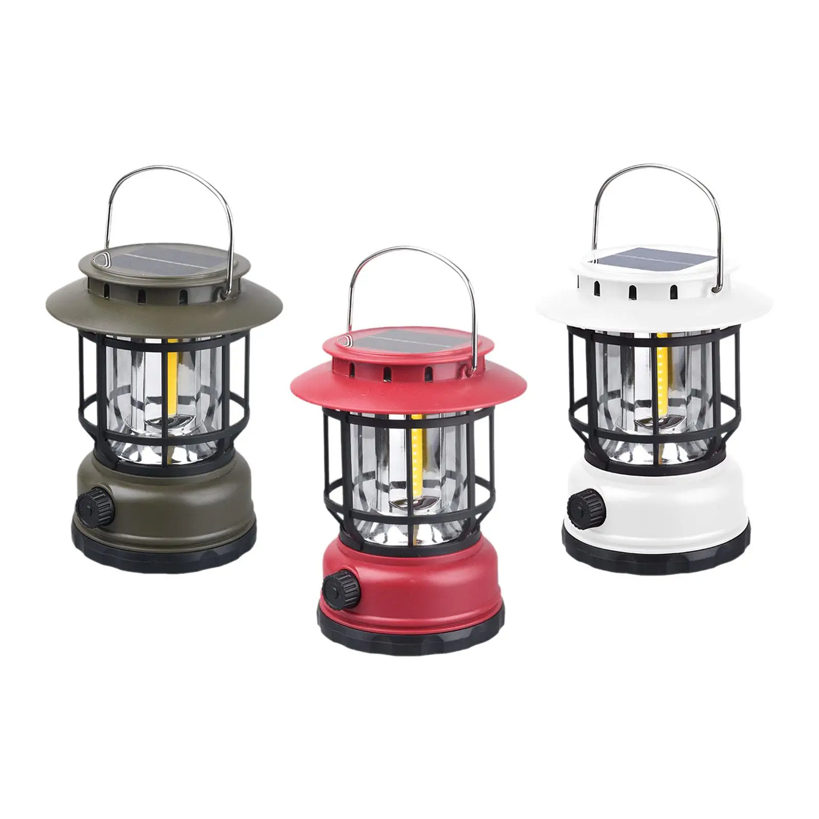 Solar Camping Lantern Multifunctional LED Camping Lamp for Indoor Hiking BBQ