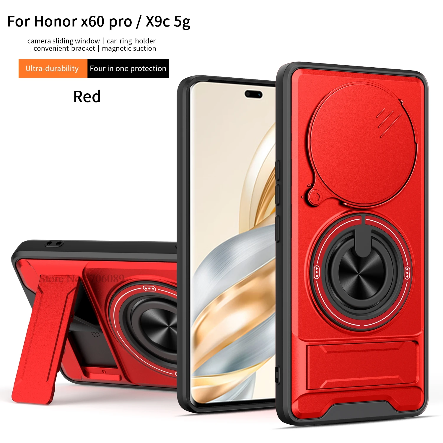 Armor Case For Honor X9C Case Shockproof Magnetic Slide Lens Protector Phone Cover For Honor X9C 5G Case Coque Fundas With Ring - Image 4