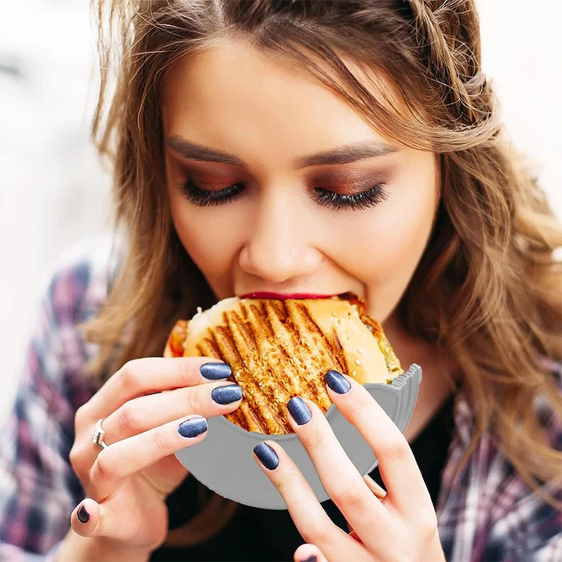 Burger Holders LMETJMA Retractable Reusable Hamburger Sandwich Taco French Fry Holders Fixed Box Utensils