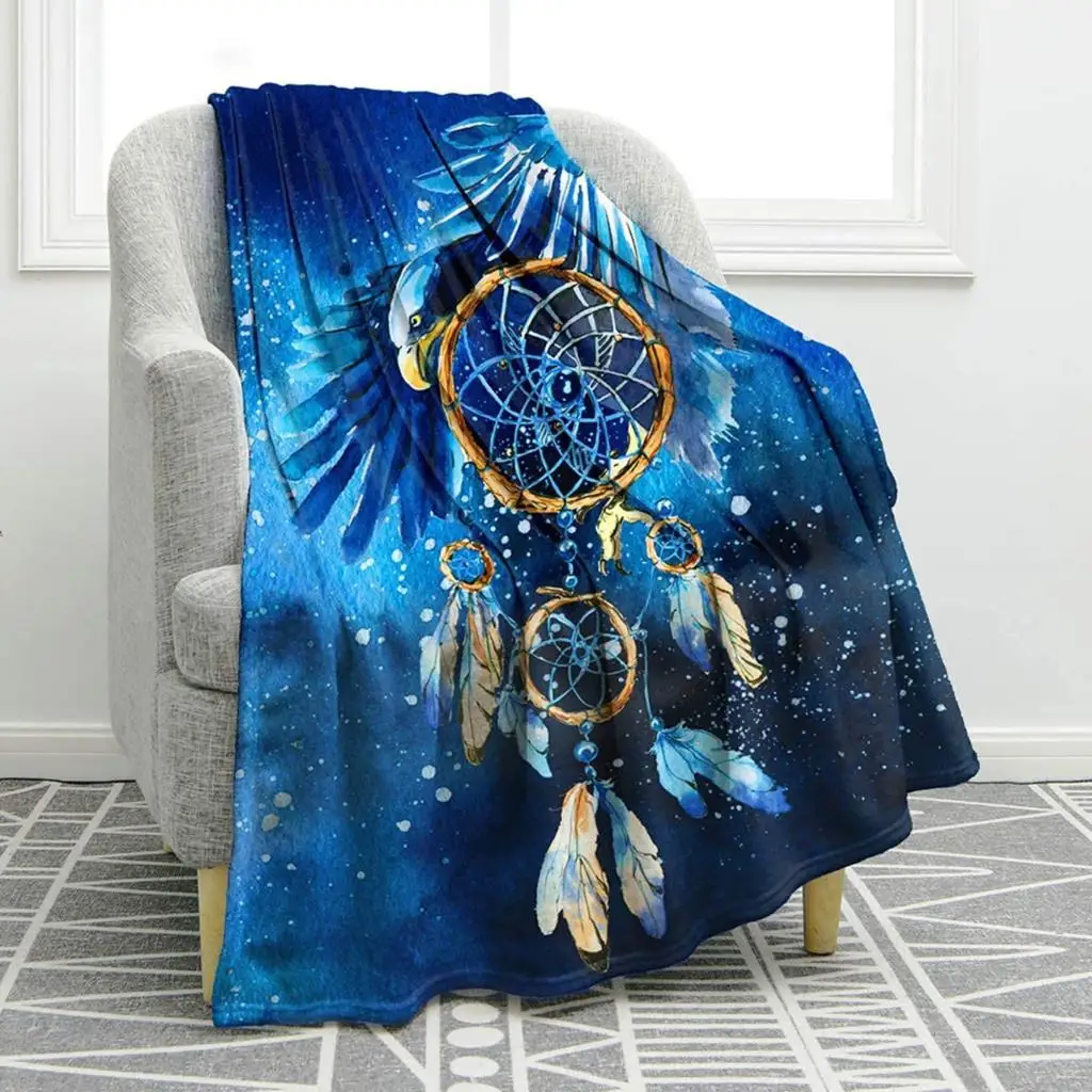 

Dreamcatcher Blanket Feather Print Throw Blanket Lightweight Soft Blanket Perfect for Couch Sofa Bed Travelling Camping Gifts