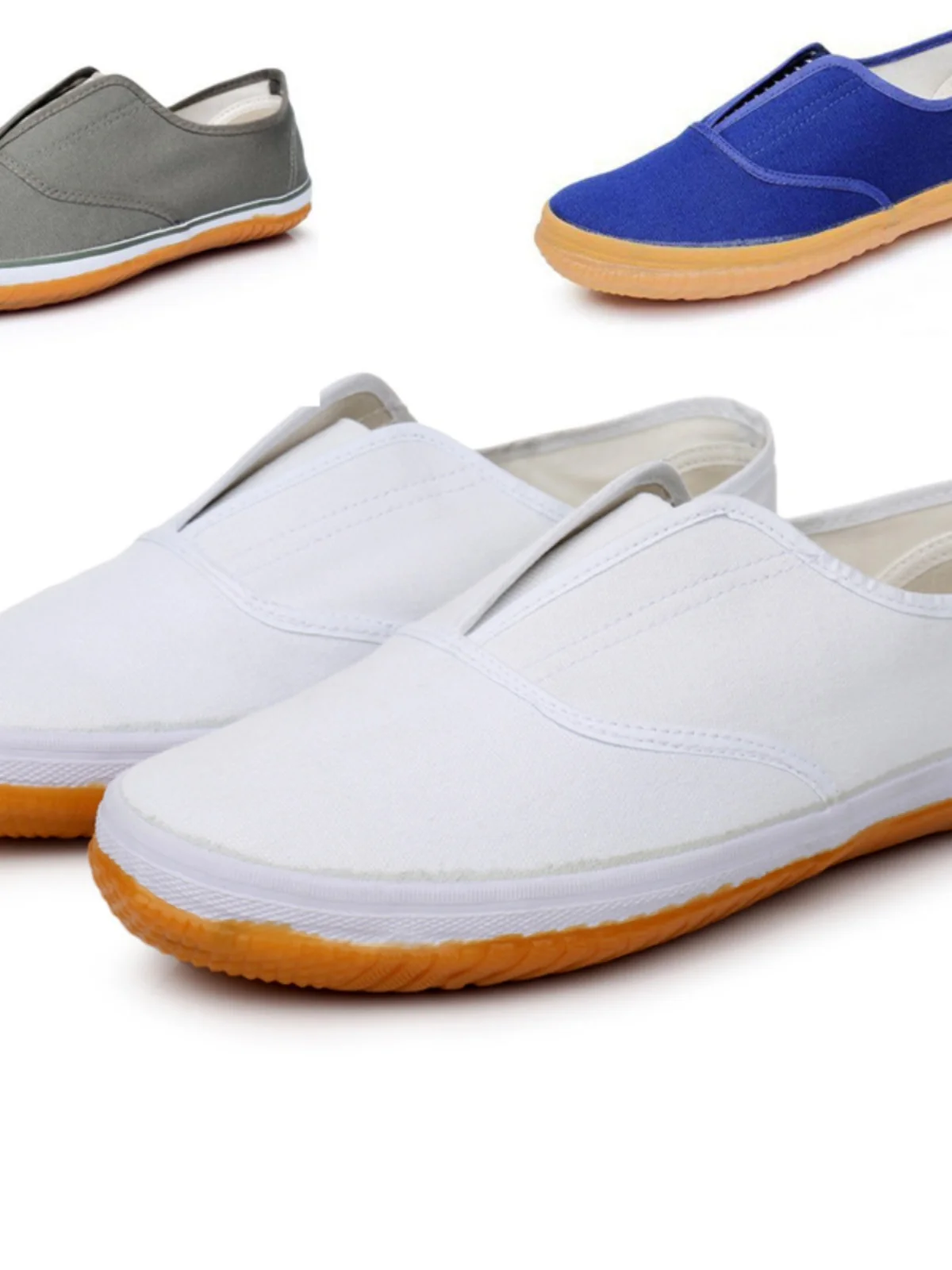 더블 스타 화이트 캔버스 슬립온 스포츠 신발 탄력 있는 입구 남녀 공용 위생 신..