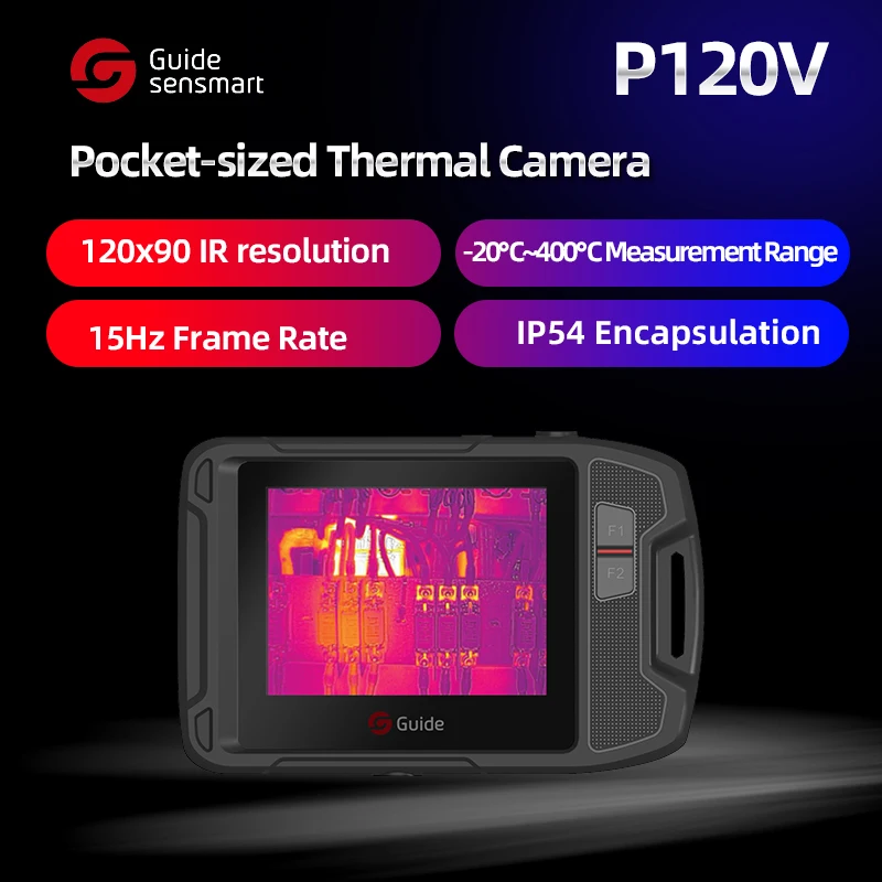 

Guide P120V Thermal Imager Handheld Horizontal HD Screen Infrared Camera High & Low Temperature Measurement Thermometer