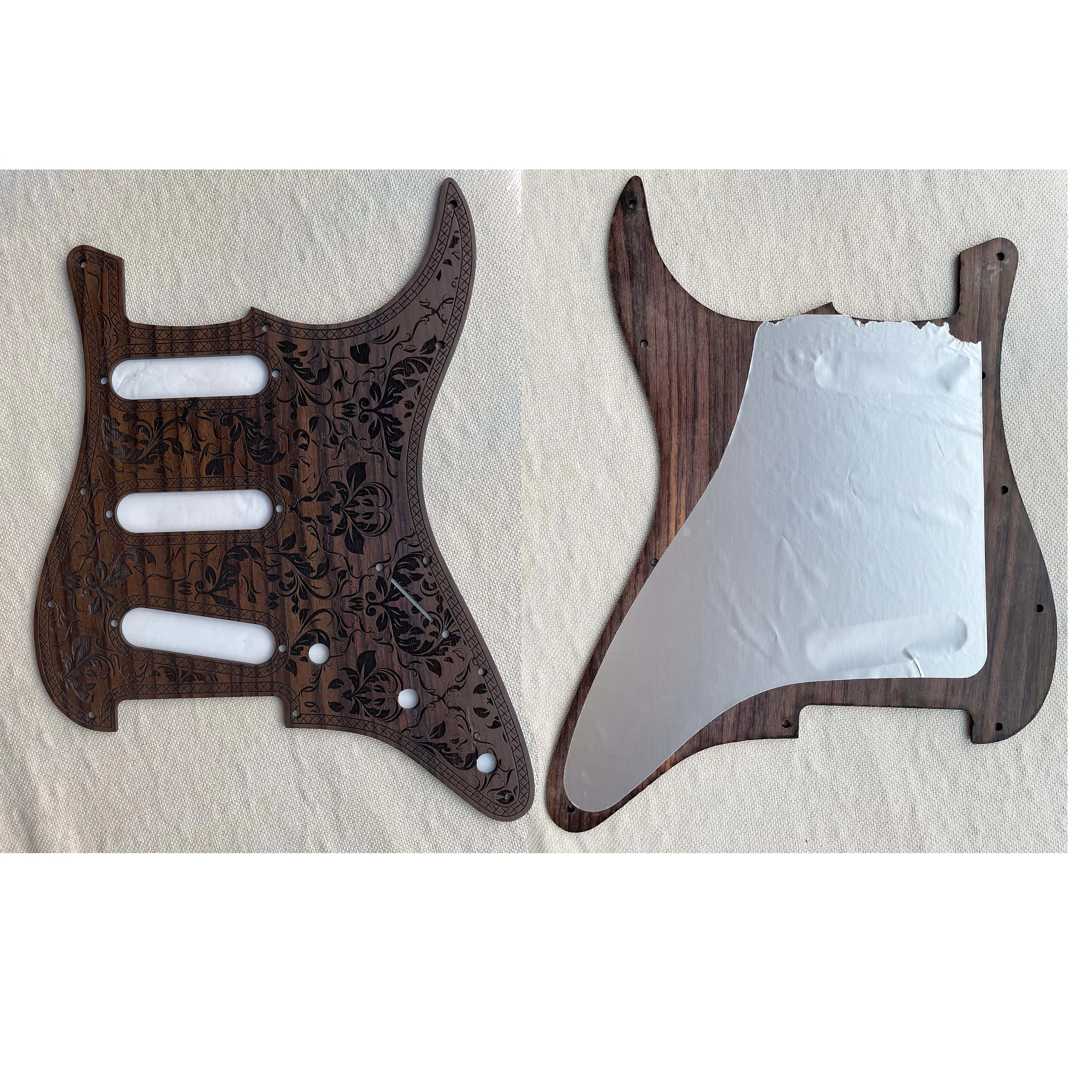 Hand Carved Pattern Solid Rosewood Electric Guitar Pickguard Sss Strat