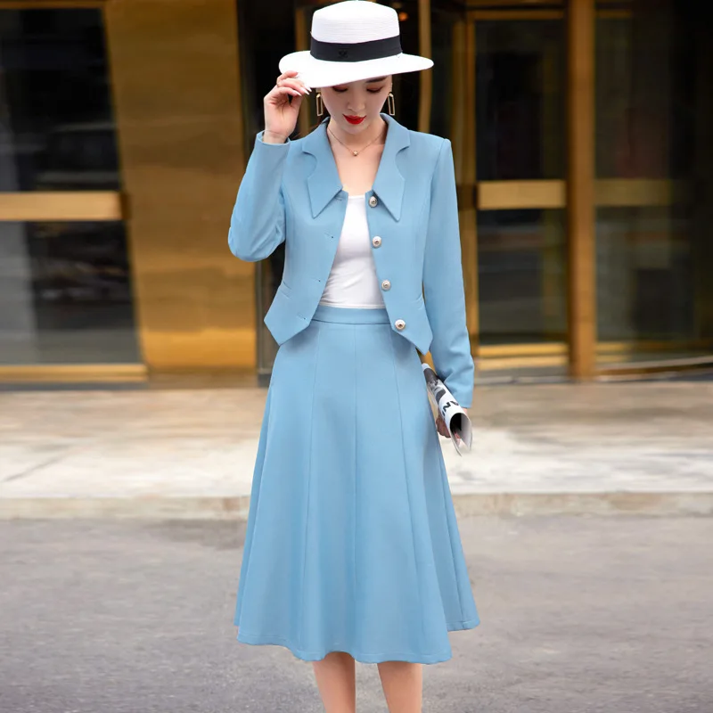 Newest 2023 Spring Professional Women Business Suits with Blazer Coat and Skirt OL Styles Uniform Ladies Office Work Wear Sets 2