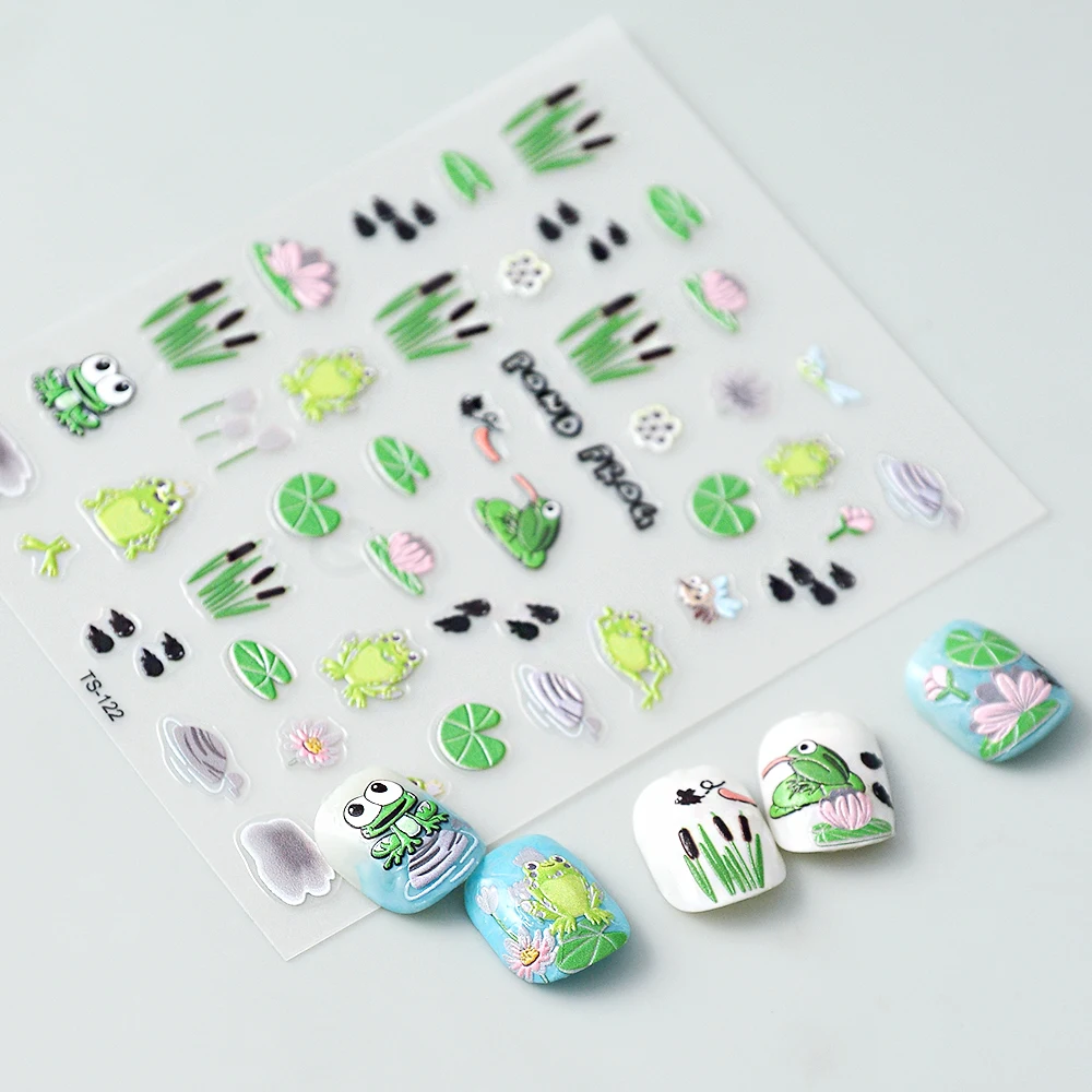 Frogs 5D Nail Stickers Decals For Nails Sticker Ongles Fake Nail Tattoo Wrap Slider 3