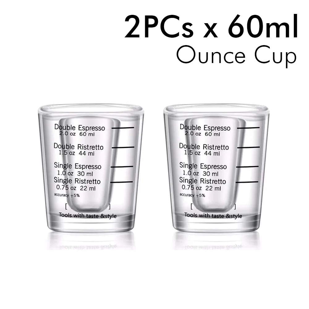 60/70/75ML Wooden Handle Glass Espresso Measuring Cup Еspresso Shot Glass  Double Spout Coffee Shot Glass Milk Coffee Measure Jug - AliExpress