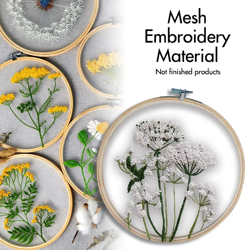 

Round Handmade Embroidery Set DIY Needlework Tools Daisy Flowers Plants Crafts Sewing Beginner Embroidery Cross Stitch Kit