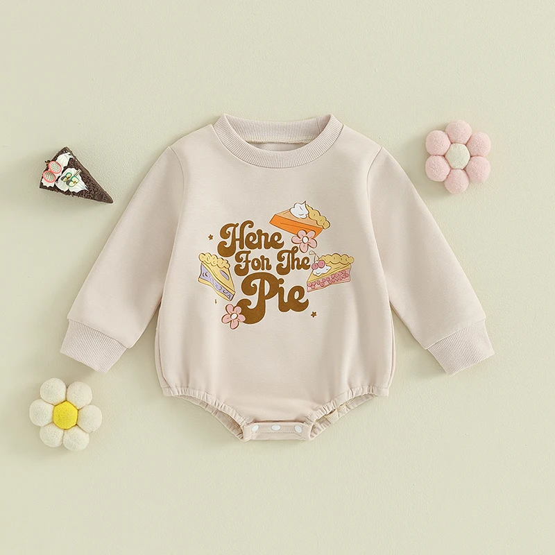 

BeQeuewll Baby Girls Sweatshirts Rompers Newborn Clothes Letter Pie Flower Print Long Sleeve Infant Jumpsuits Fall Bodysuits