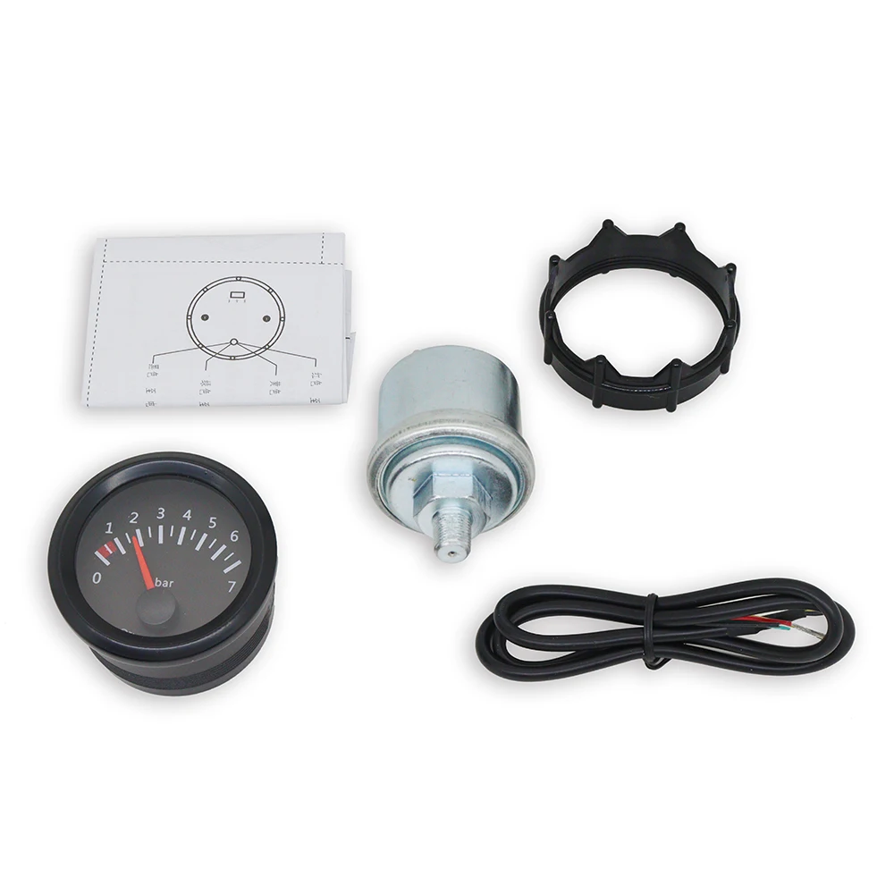 52MM Gauge 12V Water Temp Oil Temp Gauge Oil Press Fuel Volts Gauge Air Fuel Ratio Boost Exhaust Temp Meter Black Face Gauge