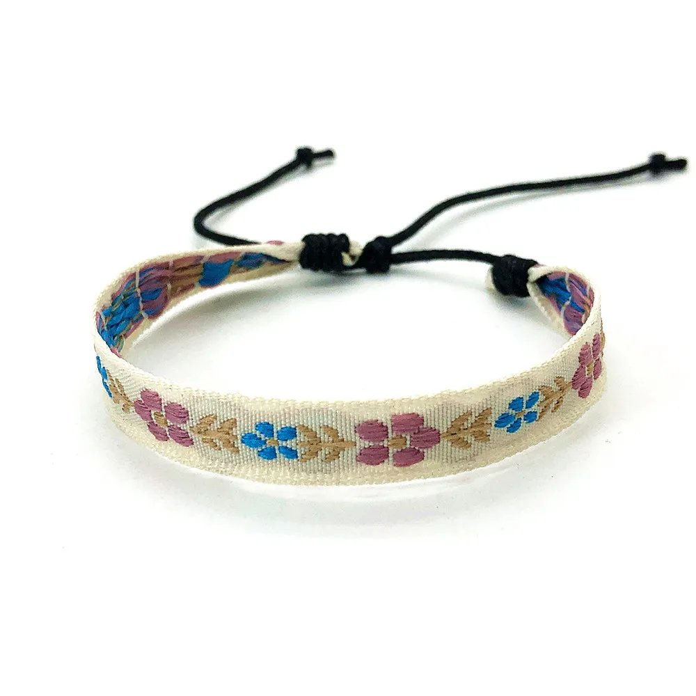 Bracelets ethniques multicolores tissés pour hommes et femmes, ULfaite à la main, fleur de bateau de chia, cadeau bohème, vente en gros