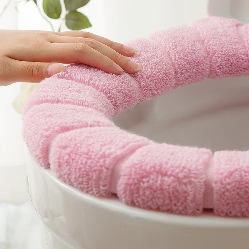 Winter Warm Toilet Seat Cover Waterpoof Soft Closestool Washable Knitted O Type Universal Accessories