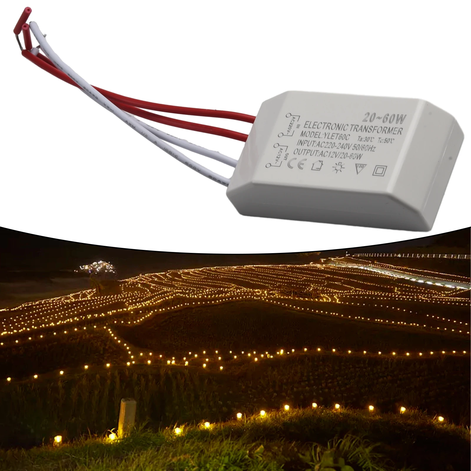 20-60W 220V To AC12V LED Lamp Light Electronic Transformer Adapter Quality Adapter Chandeliers Home Light Office LED Replacement