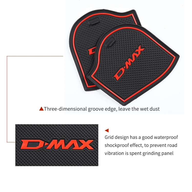 ZUNDUO المضادة للانزلاق بوابة فتحة كأس حصيرة ل ايسوزو D-MAX 2021 - 2023 DMAX عدم الانزلاق الباب الأخدود وسادة اكسسوارات السيارات الداخلية كوستر