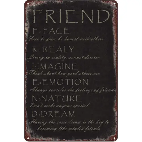 

Винтажные металлические жестяные знаки, декор стен, по значению «друг», 12 х8 дюймов
