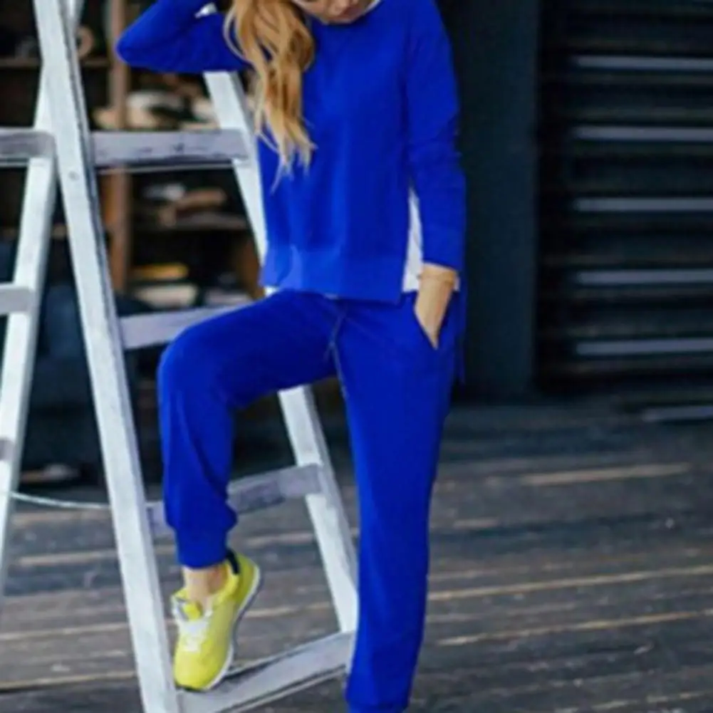 

Sweatshirt Sweatpants Set Women's Irregular Hem Sweatshirt Sweatpants Set 2 Piece Sport Outfit with Elastic Waist for Fall