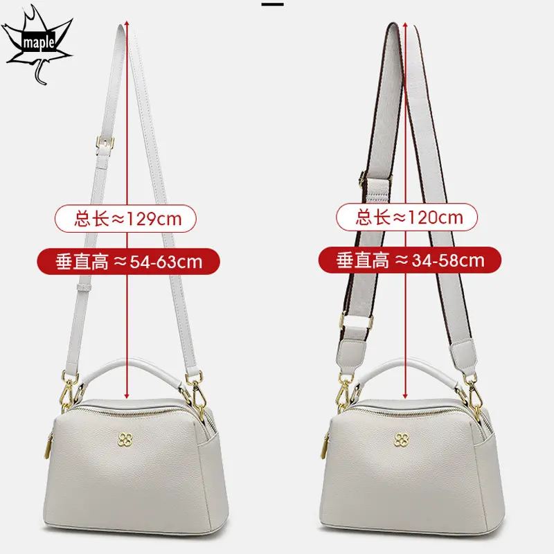 Elegant Brand Designer Genuine Cow Leather Messenger Bags Fashion Beige Color Flap Shoulder Handbag Female Cowhide Crossbody