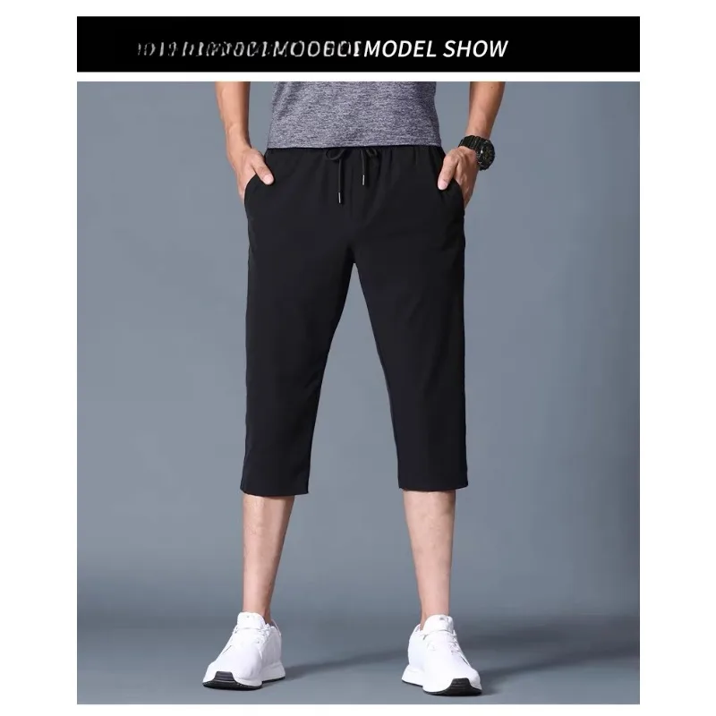 Thin Men's Casual Short Hjumping Sports Clothing  Loose Stretch Cropped TrousersLarge Size Beach Pants