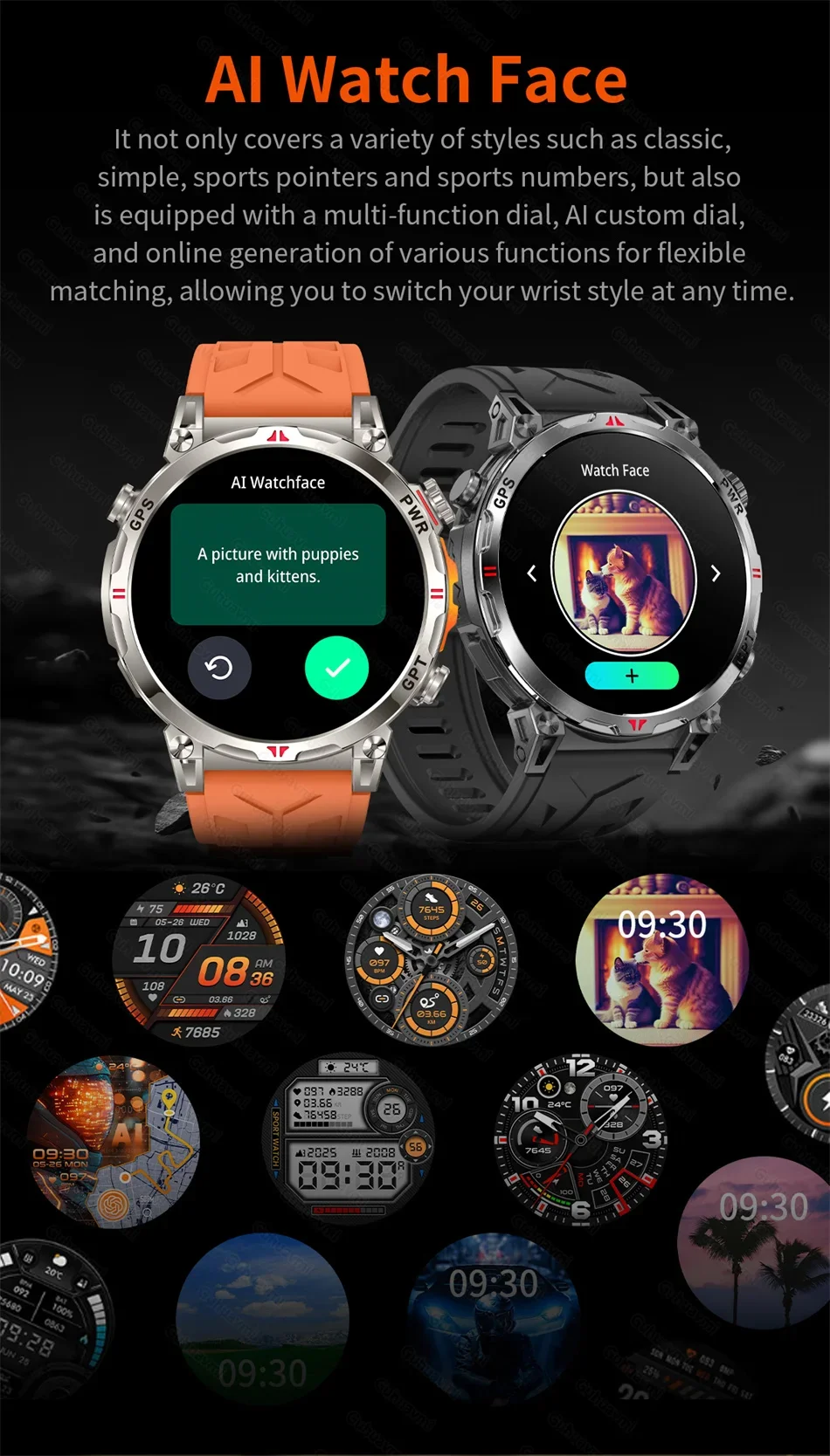 Smart Watches 1.56" AMOLED Screen GPS Fitness Tracking Compass 3ATM 650Mah Call 100+ Sports Smartwatch AI GPT For Android iOS